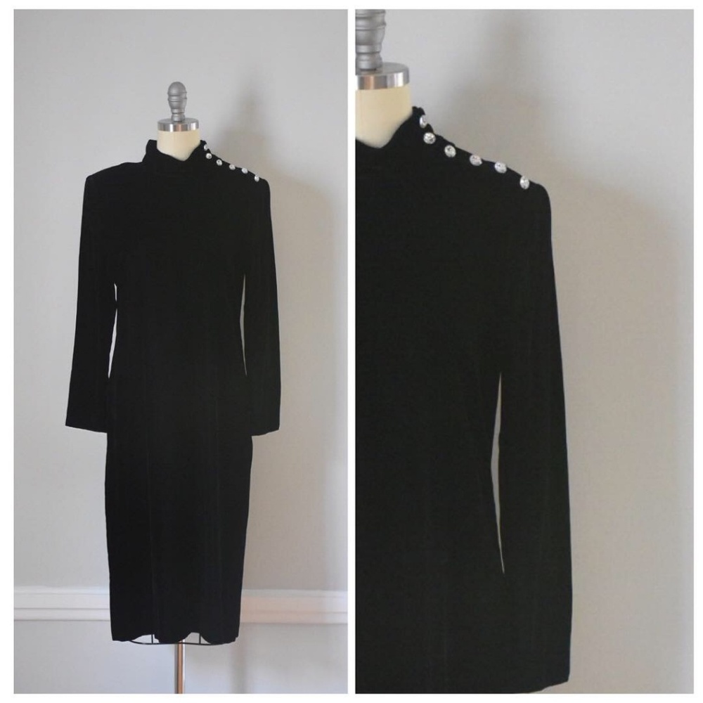 Vintage Black Velvet Dress